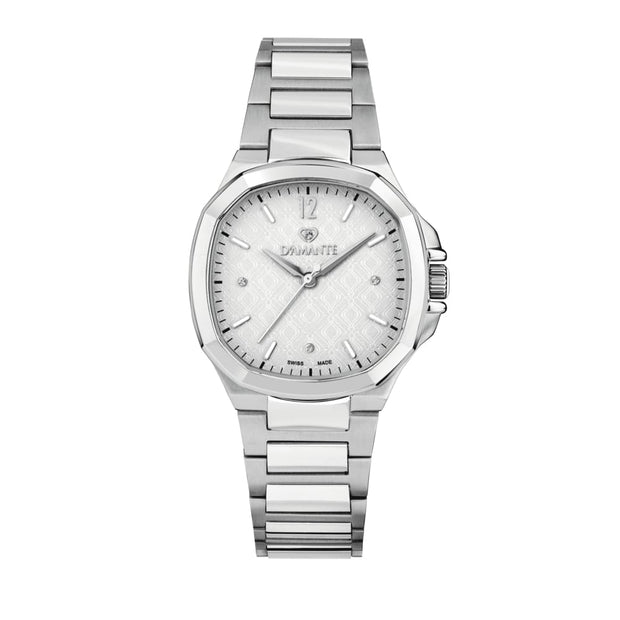 Women Faceted Silver Watch