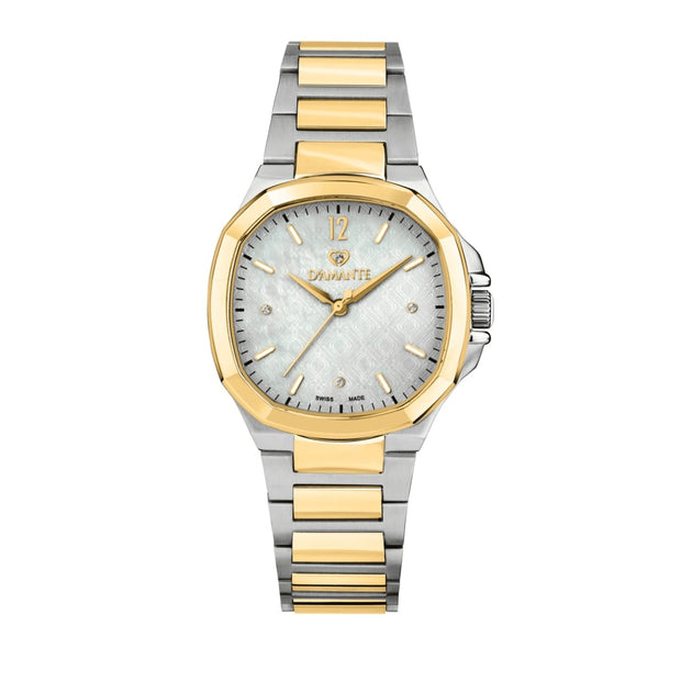 Women Faceted Two Tone Watch
