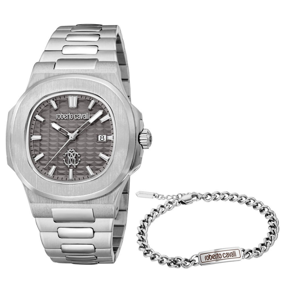 Men Ruggito Silver Watch Set